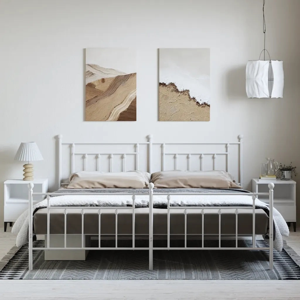 Giroletto con Testiera e Pediera Metallo Bianco 193x203 cm 353610