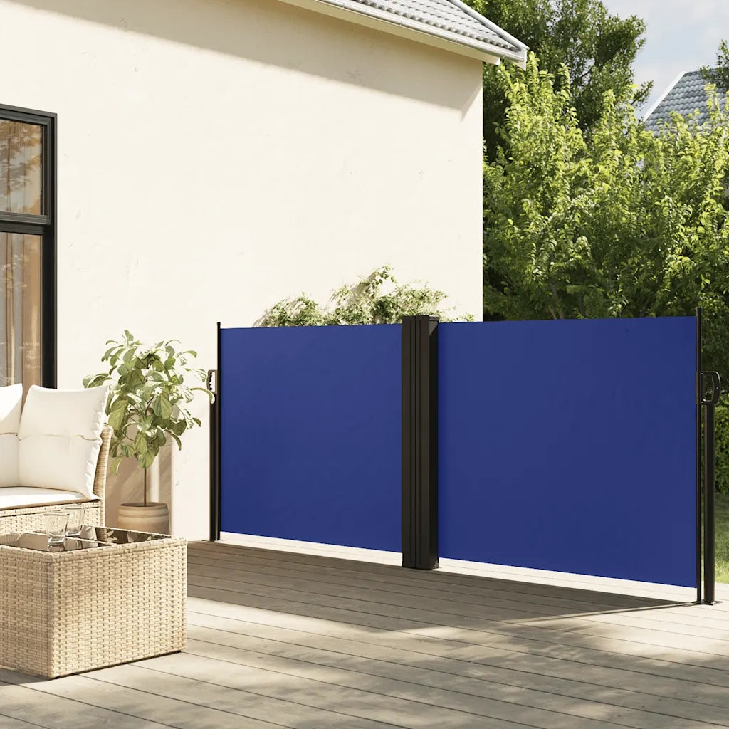 Tenda da Sole Laterale Retrattile-Tenda parasole per balcone per giardino Blu 120x1200 cm