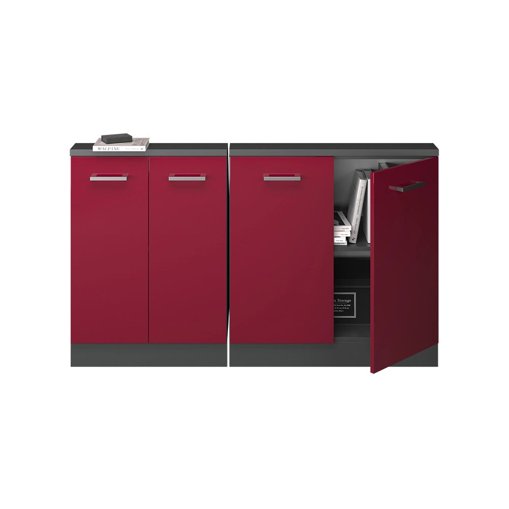 Set di mobili sottotetto Rion Rosso lucido/Antracite Set di 2 Vicco