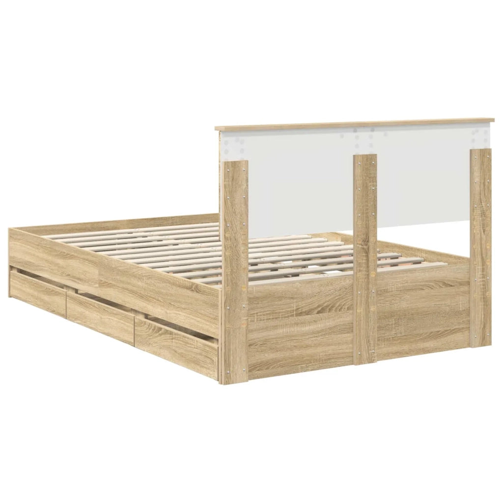 Struttura del letto con cassetto Rovere Sonoma 120 x 190 cm