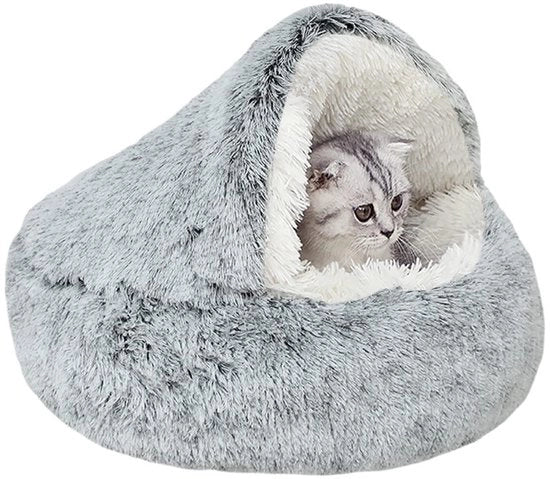 Letto per Gatti Calmante, Piuma Molle Culla per Gatti, Lavabile Culla per Cuccioli Anti-Stress, Culla per Piccoli Cani, Zuppola Calda e Molle per il Sonno dei Gatti. Nr.: 015002802-0001 (M-50cm)