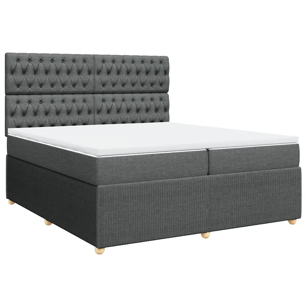 Giroletto a Molle con Materasso Grigio Scuro 200x200 cm Tessuto