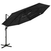 Ombrellone a quattro livelli con palo in alluminio 3 x 3 m nero 02_0008791