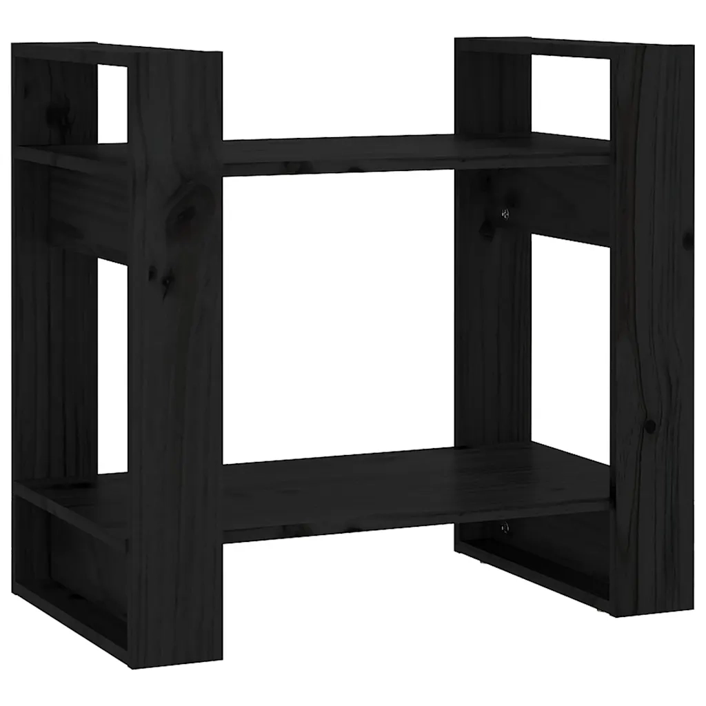 Libreria Divisorio-Scaffale per Libri-Mobile di Stoccaggio Nero 60x35x57 cm in Legno Massello di Pino