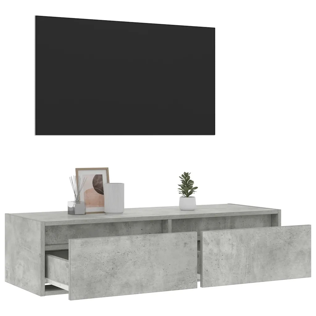 vidaXL Mobile Porta TV con Luci LED Grigio Cemento 100X35,5x25 cm