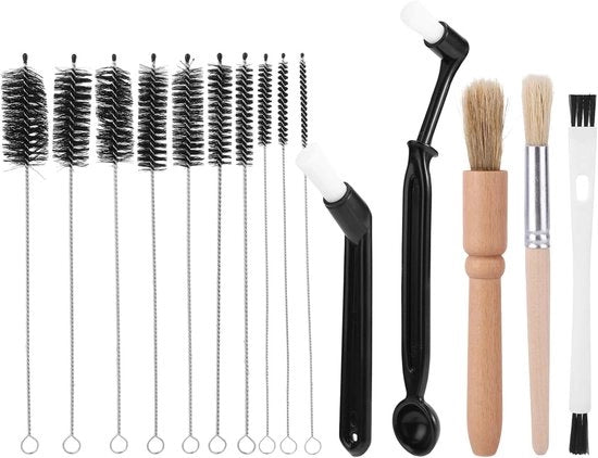Set di spazzole per la pulizia della macchina del caffè a 15 pezzi - set di attrezzi per la pulizia della macchina del caffè - con 10 misure di spazzole pulite accessori - per bottiglie d'acqua bicchieri tazze caffettiere tazze