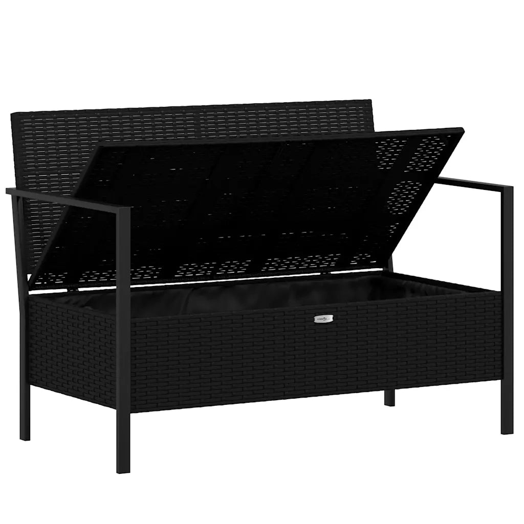 Panca da Giardino a 2 Posti-Sgabello-Panca da esterno con Cuscini in Polyrattan Nero 376514