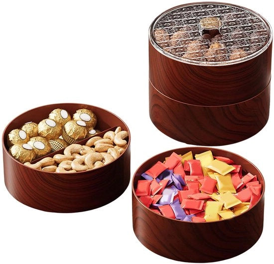 Piatti Prima Portata a Strati - Piatto da Servire con Coperchio - Scudetto per Snack con Buchi - Piatto Rotondo - ABS e PET - 3 Piatti da Servire - Scudetto da Servire