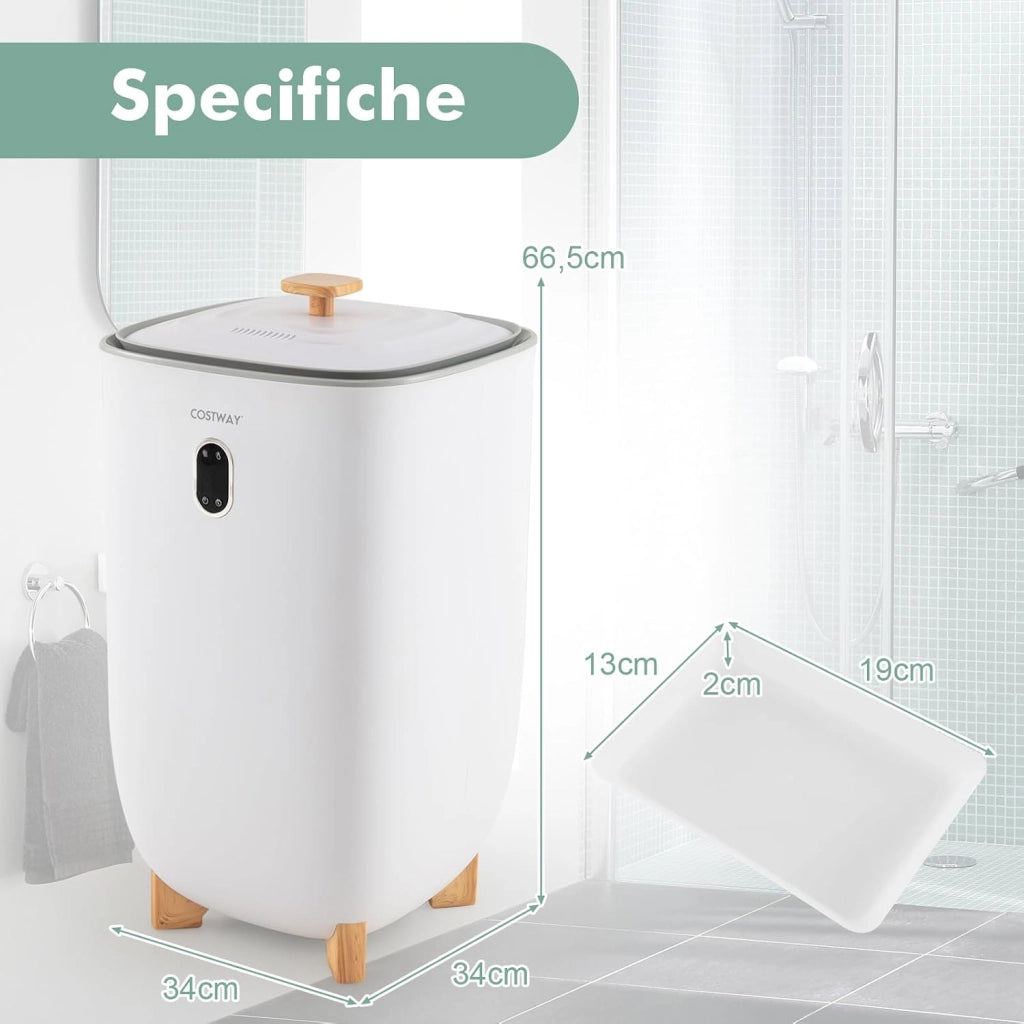 COSTWAY 35L Scaldasalviette Secchio Grande, Scaldasalviette in Acciaio Inox con Timer, Schermo, 2 modalità Caldo/Asciutto e Spegnimento Automatico, per Asciugamani e Coperte