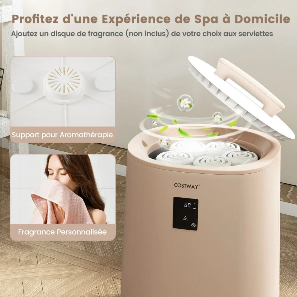 Scaldasalviette e scaldacoperte a secchiello 18L, scalda asciugamani portatile marrone con display LED e autospegnimento per bagno e casa