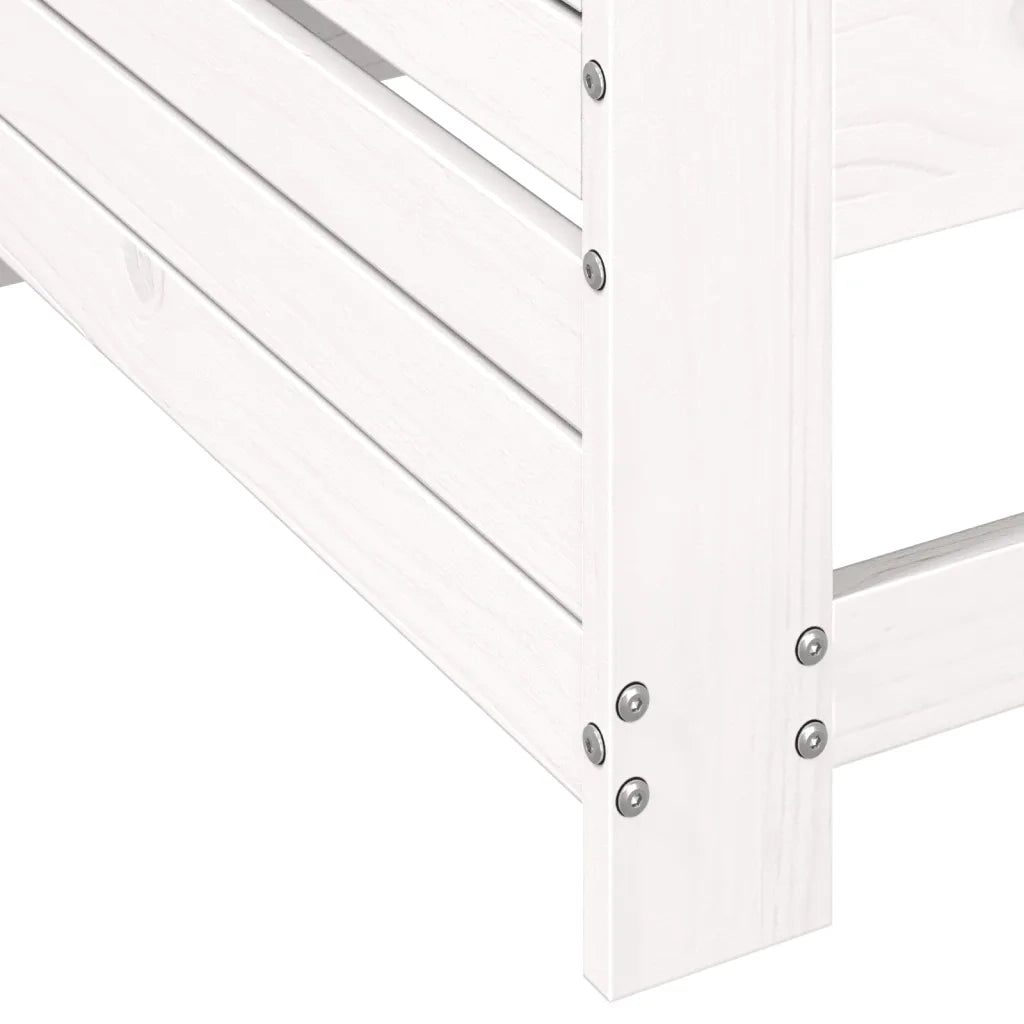 Divano Giardino Senza Braccioli con Cuscino-Sofa da Giardino-Divanetto da esterno Bianco Legno Pino 293106