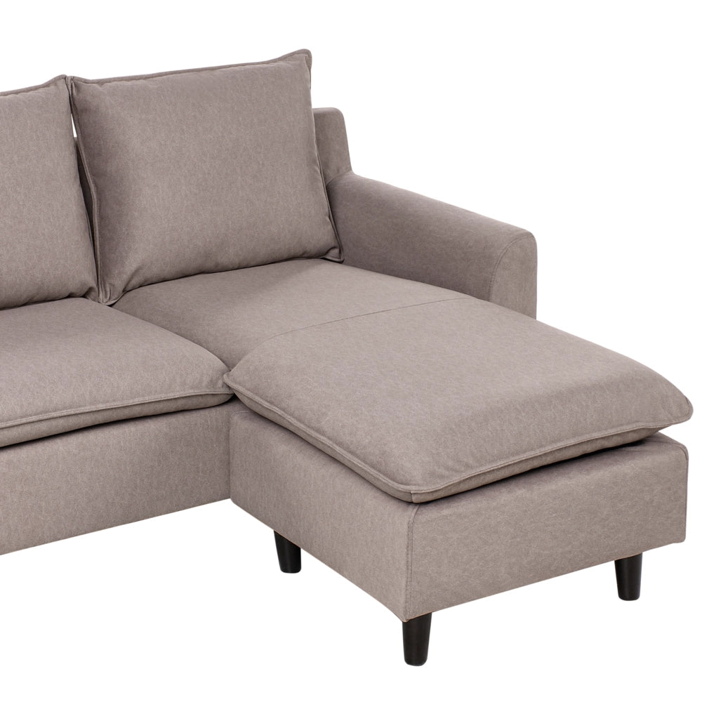 Divano componibile angolare in tessuto tortora lato sinistro Cuscino schienale stile moderno
