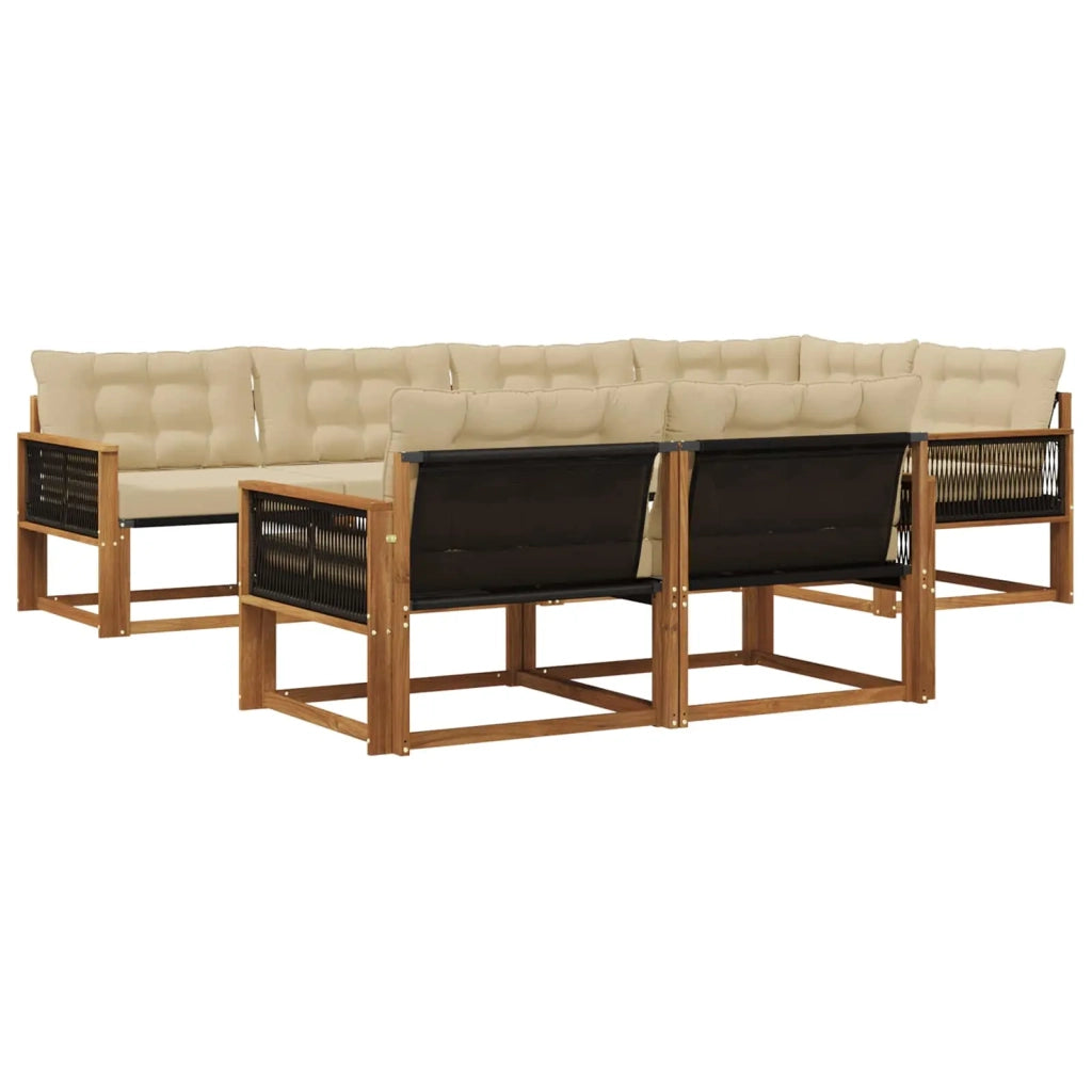 Set di divani da esterno 7 pz Naturale e Beige 3381489