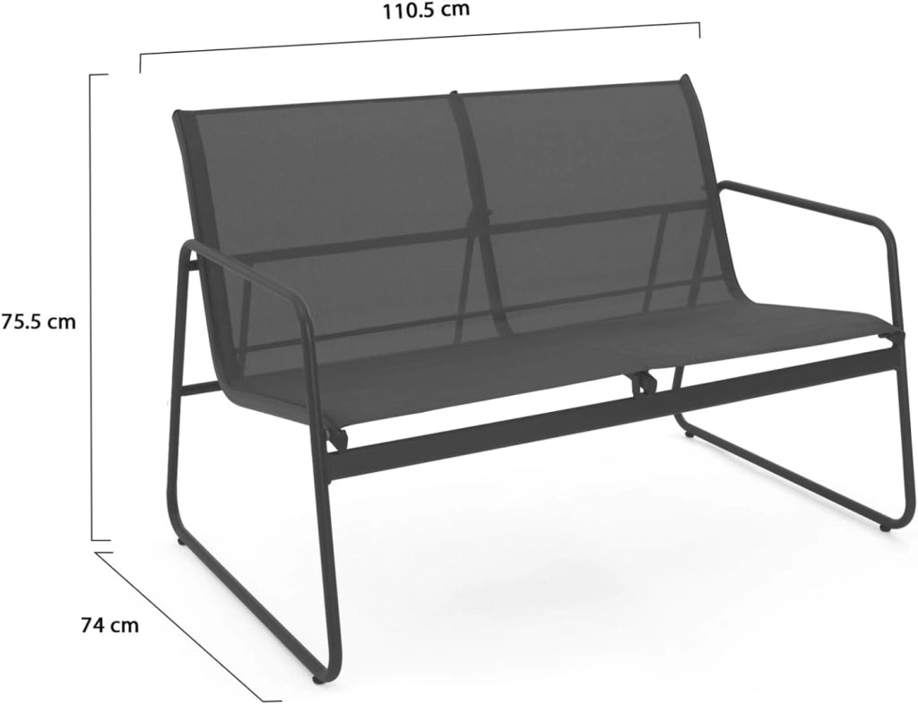 Set di mobili da Giardino Bassi Malaga 6 posti con 2 divani, poltrone e Tavolo in Grigio Antracite