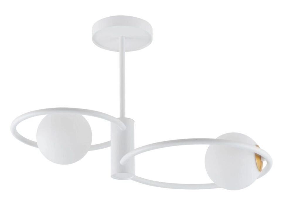 Plafoniera Sigma Aqua bianca 2 globi vetro anelli 2xG9