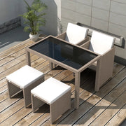 Set da Pranzo da Giardino 5 pz con Cuscini in Polyrattan Beige 42555
