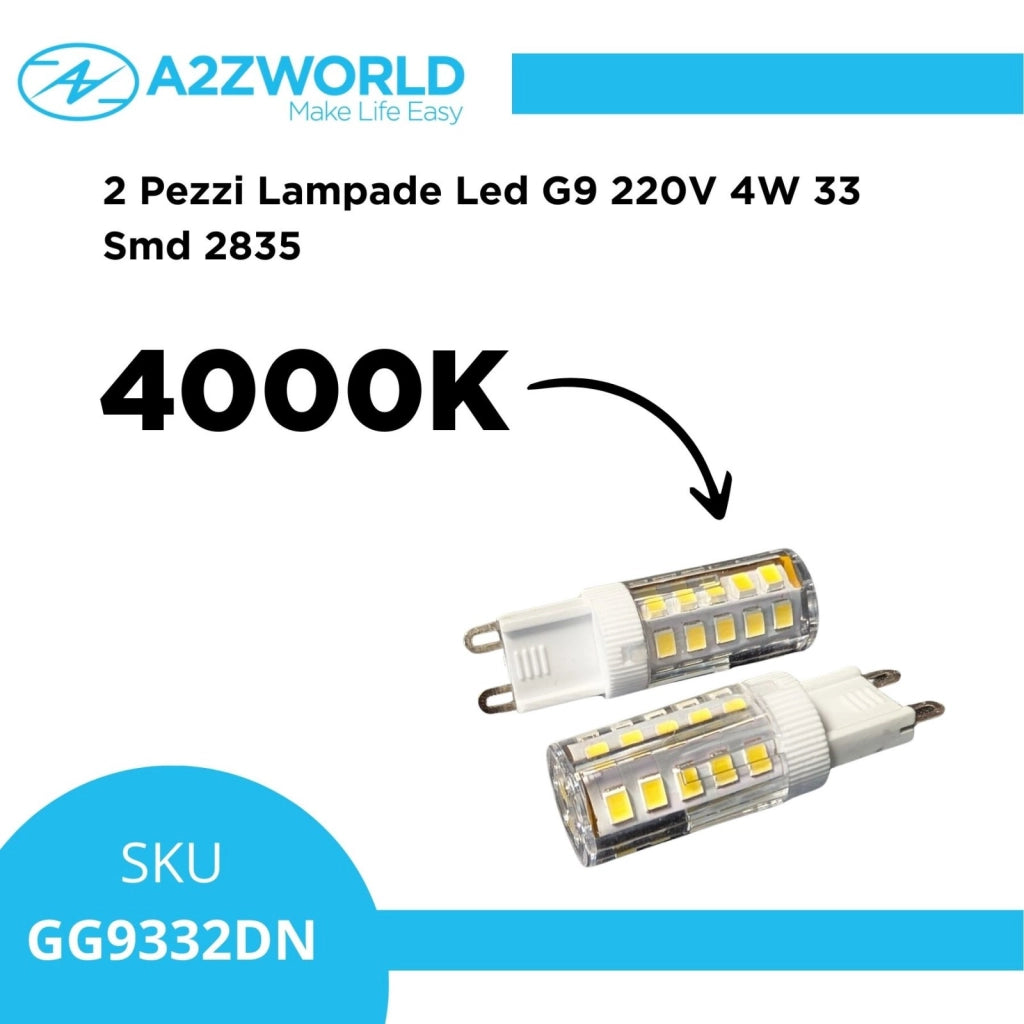 2 Pezzi Lampade Led G9 220V 4W 400LM Bianco Neutro 4000K 32 Smd 2835