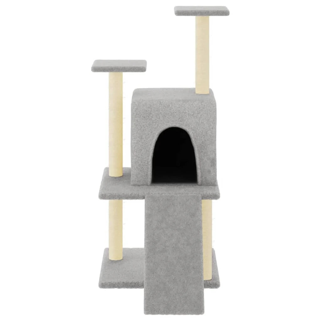 Tiragraffi per gatti torre per arrampicata giocattolo piattaforma per arrampicata con tiragraffi in sisal leggero 110 cm grigio 02_0022548