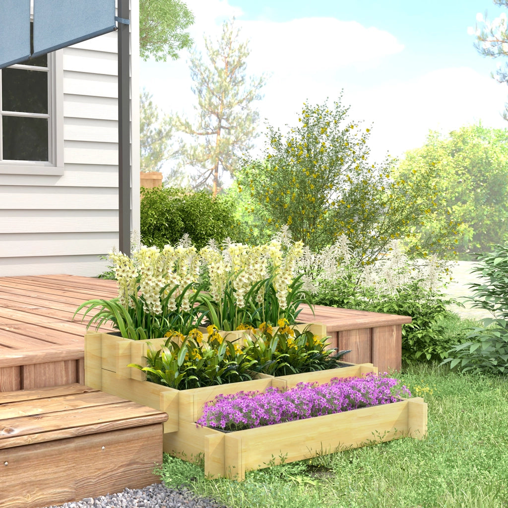 Hochbeet 3 Livelli ¨C zephmum ¨C Legno Naturale 93x93x35cm