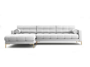 Cosmopolitan Design - Divano angolare sinistro "Bali" 5 posti in tessuto strutturato grigio chiaro 