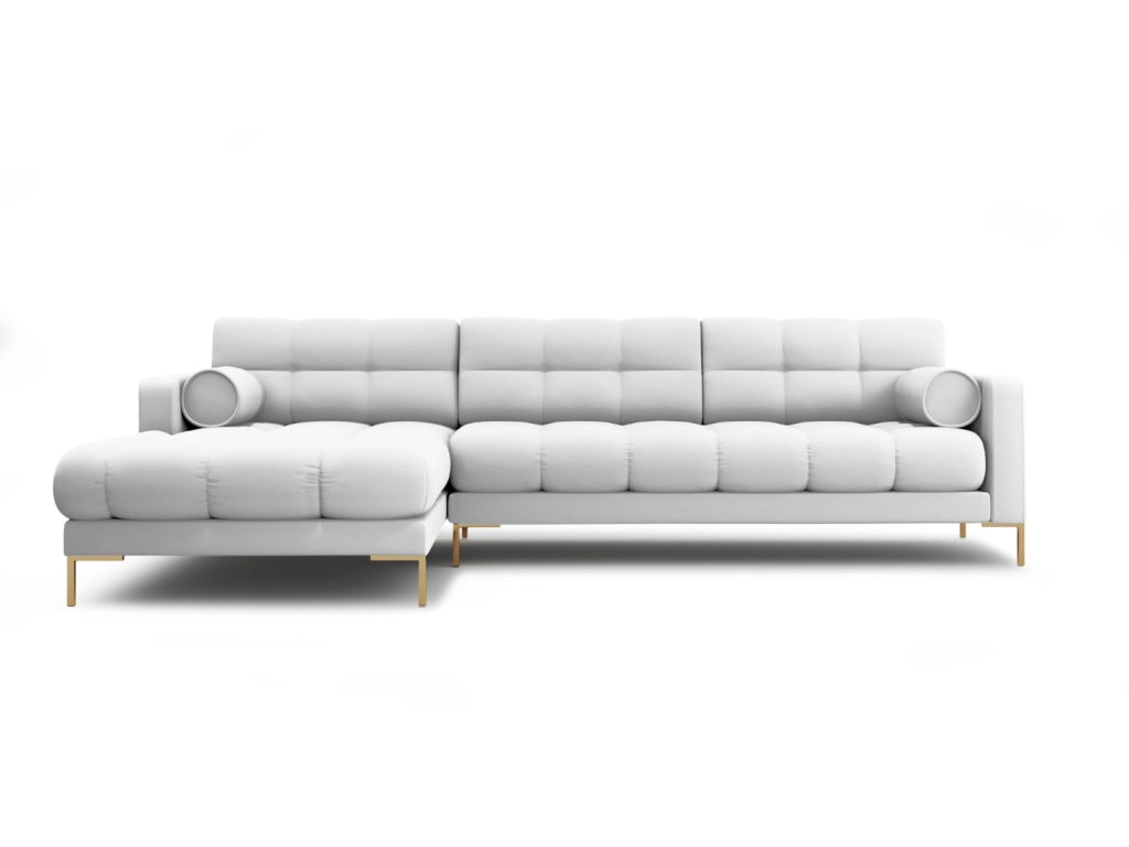 Cosmopolitan Design - Divano angolare sinistro "Bali" 5 posti in tessuto strutturato grigio chiaro 