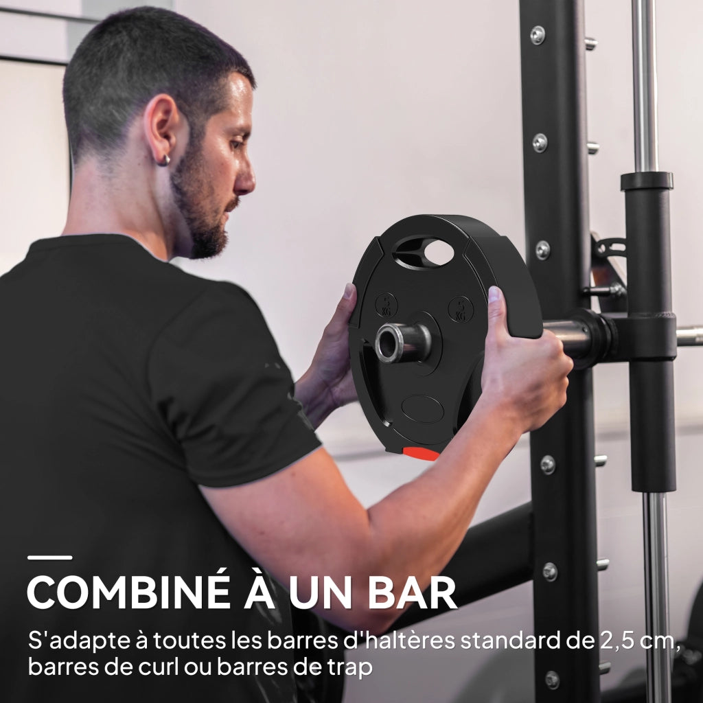 Dischi Pesi 2x5kg 2x2.5kg ¨C zephmum ¨C Nero con 3 Maniglie Foro ?25mm