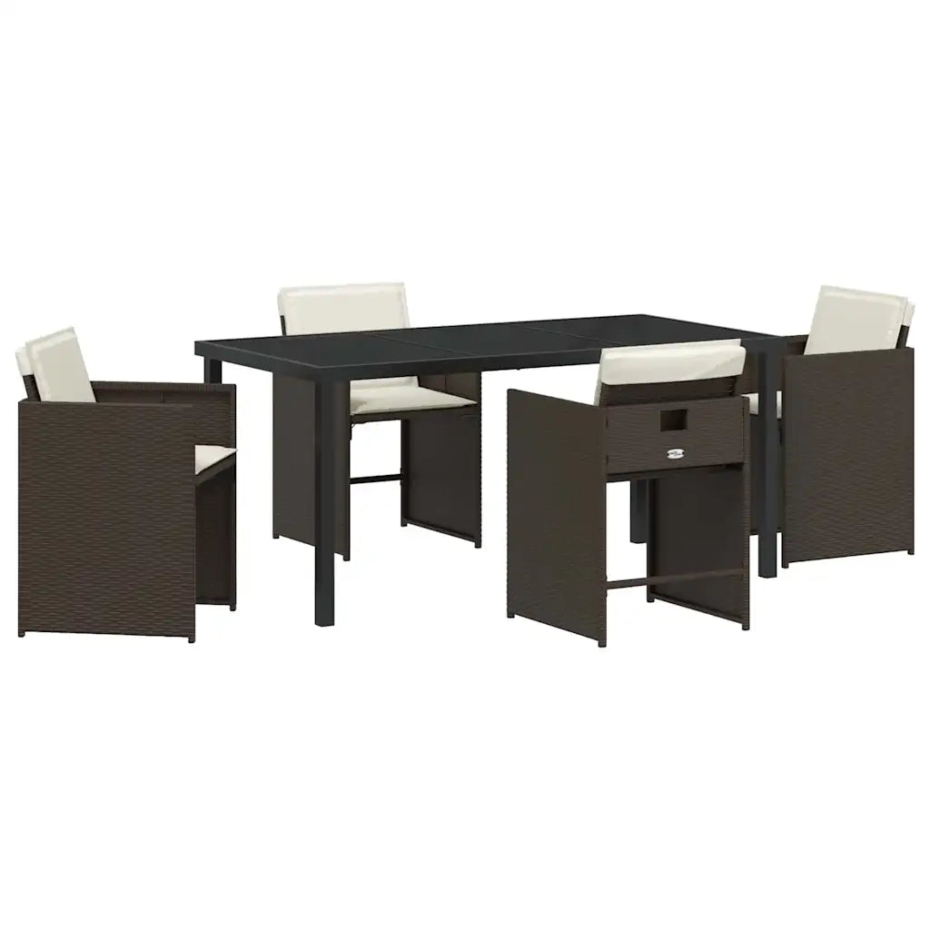 Set da Pranzo per Giardino 5 pcs Marrone polyrattan 3380699