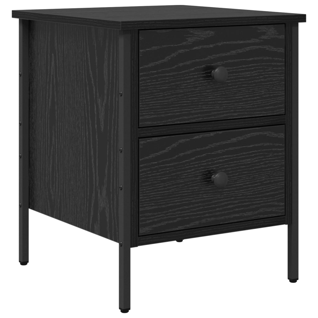 Mobiletto Comodino Nero di Quercia 40x42x50 cm in Legno Ingegnerizzato