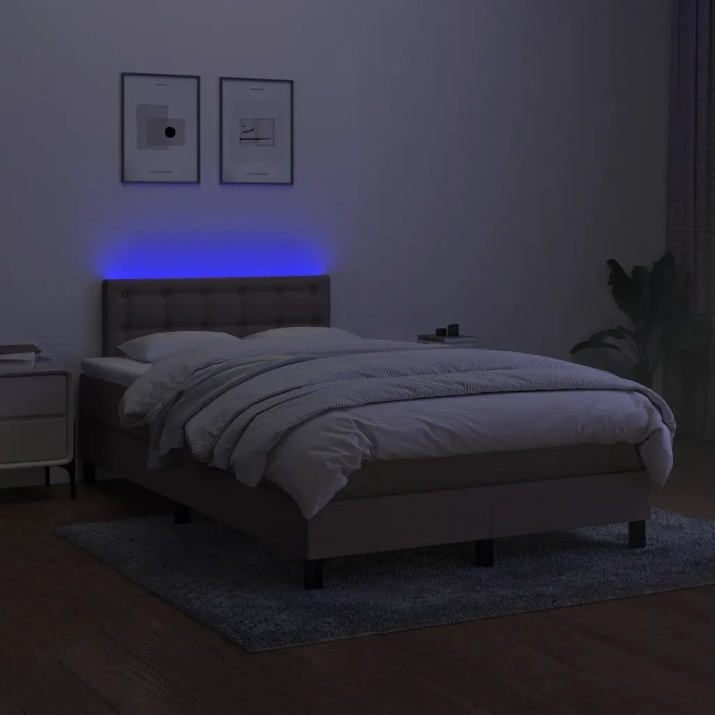 Letto a Molle con Materasso e LED Tortora 120x190 cm in Tessuto 3270071