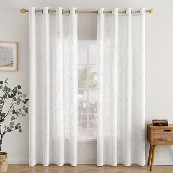 Set di tende semi-trasparenti da 2 pezzi - 140 x 225 cm - Stile lino - Duraturo - Resistente alle pieghe - Adatto per soggiorno/camera da bambini - Decorazione per finestre