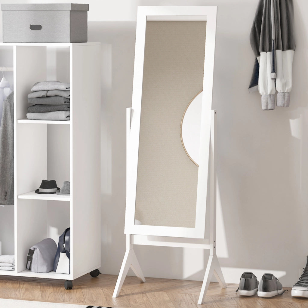 Specchio da Parete con Supporto ¨C zephmum ¨C Bianco 47x46x148 cm