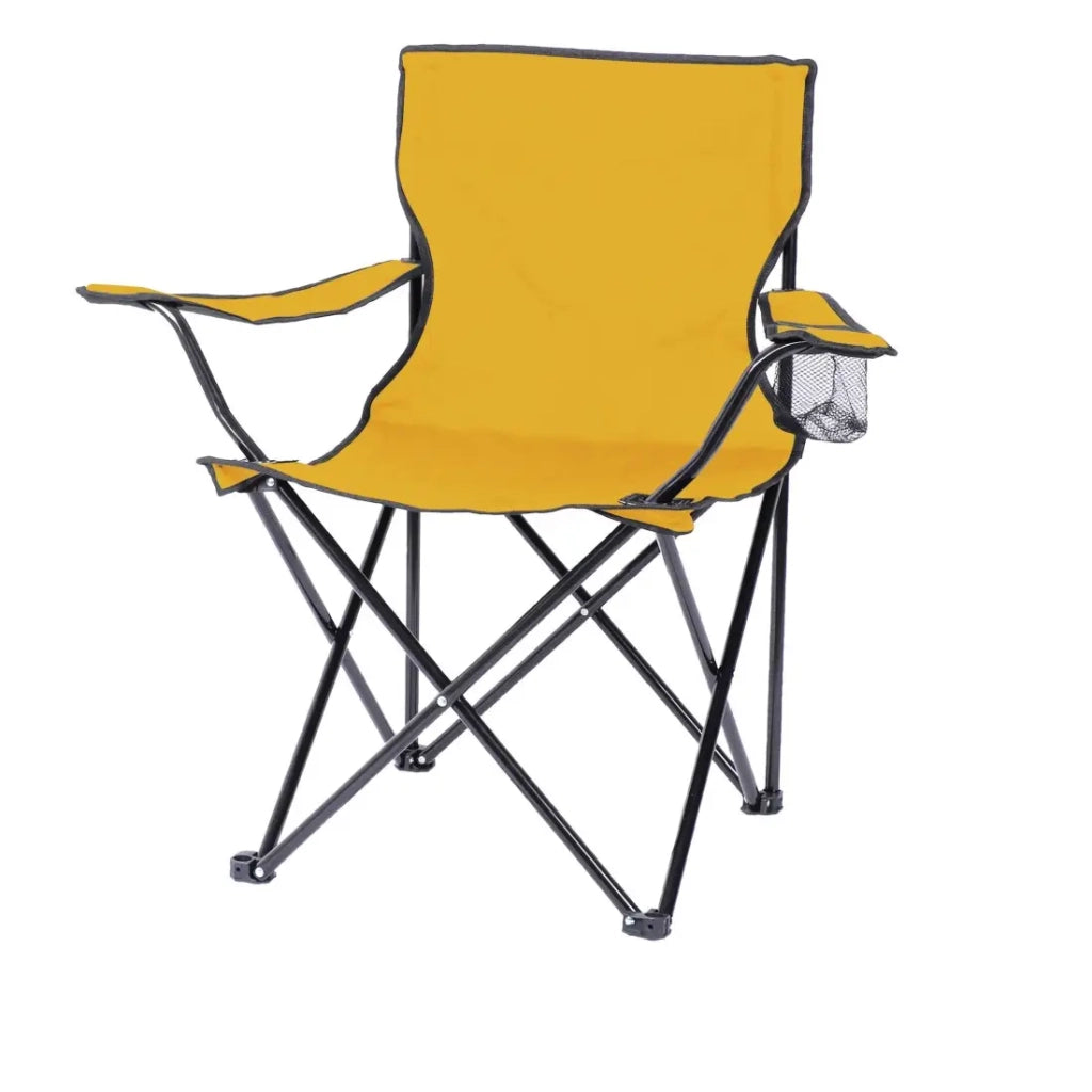 Sedia pieghevole da campeggio in tessuto giallo – 82 x 50 x 80 cm