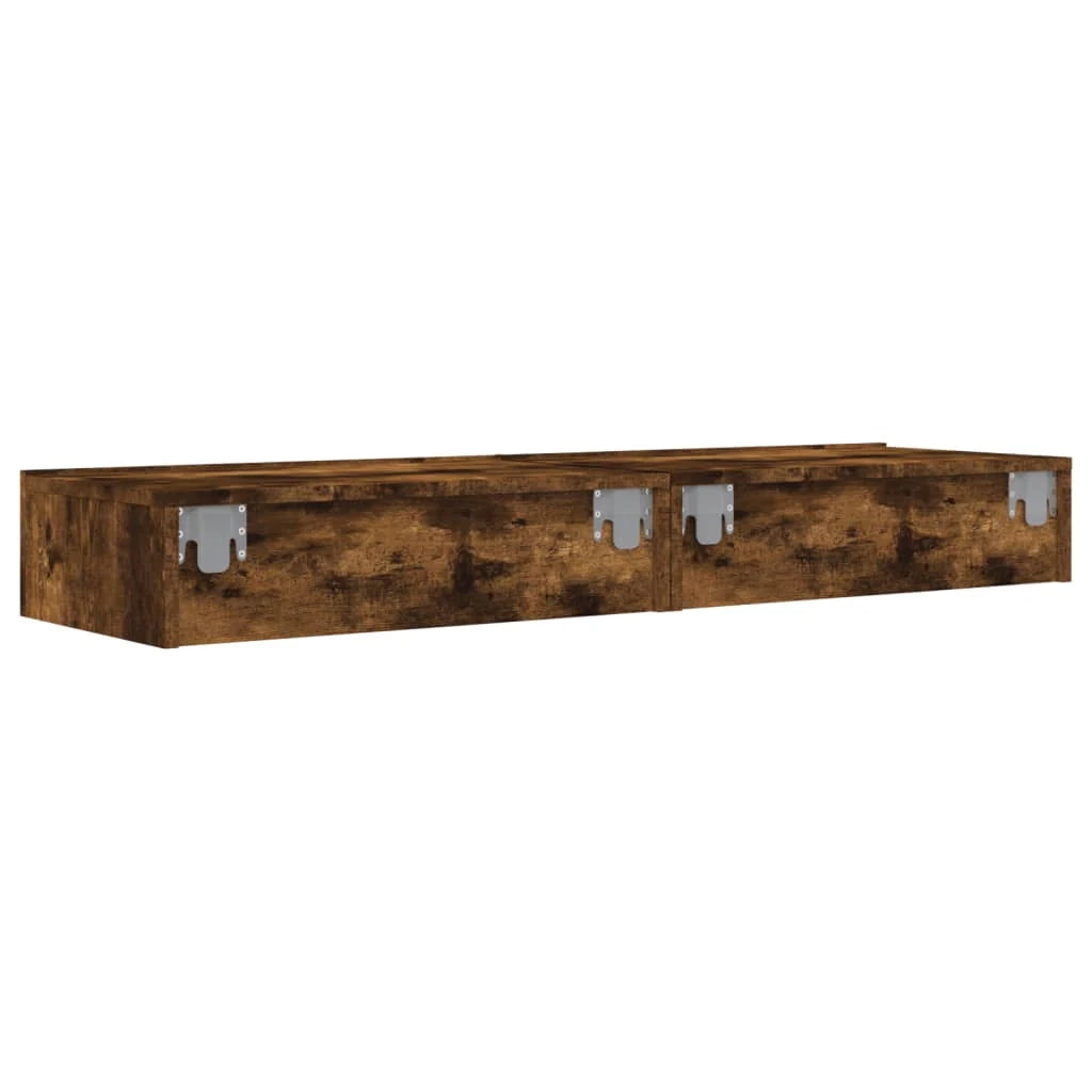 Mobile TV multimediale scaffale TV credenza mobile TV per sala da pranzo soggiorno camera da letto con luci LED 2 pezzi rovere affumicato 60 x 35 x 15,5 cm marrone 02_0028869
