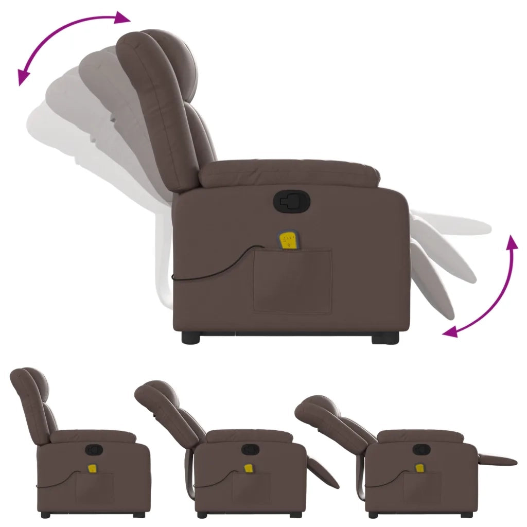 Poltrona Alzapersona Reclinabile Massaggio Marrone Similpelle 3205273