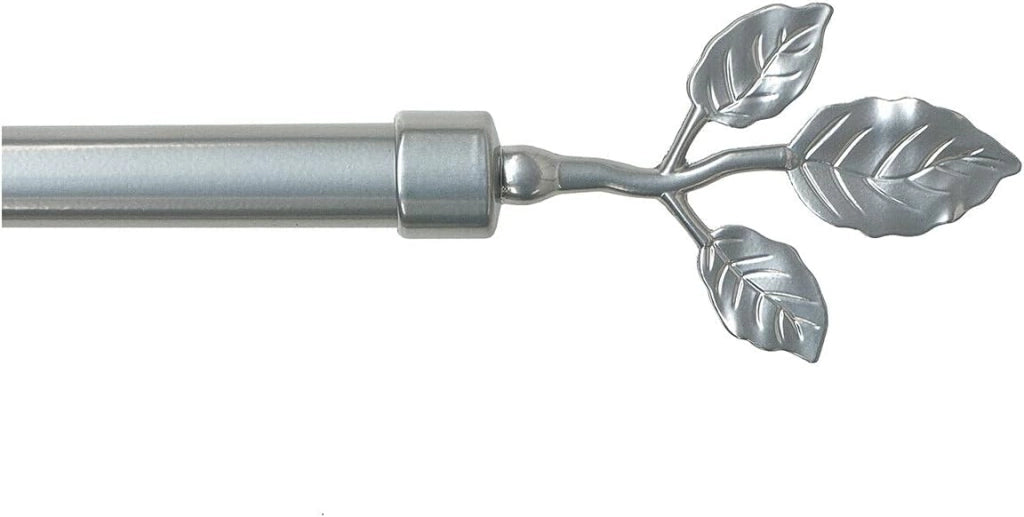 Bastone Tenda Ferro Estendibile Asta Scorritenda Anelli Foglie 160-300 cm Grigio