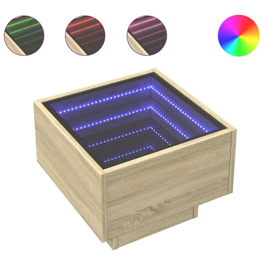 Comodino con LED Infinity Rovere Sonoma 40x40x30 cm