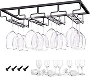 Sostegno per bicchieri da vino appeso - nero - per famiglie ristoranti - 40 x 225 x 6 cm Sostegno per bicchieri da vino