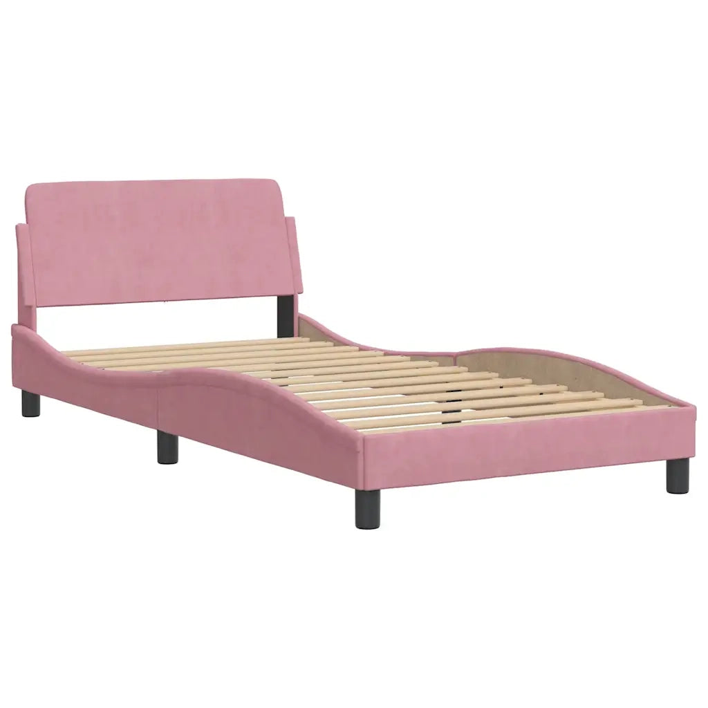 Giroletto con Testiera senza Materasso Rosa 100x200 cm Velluto