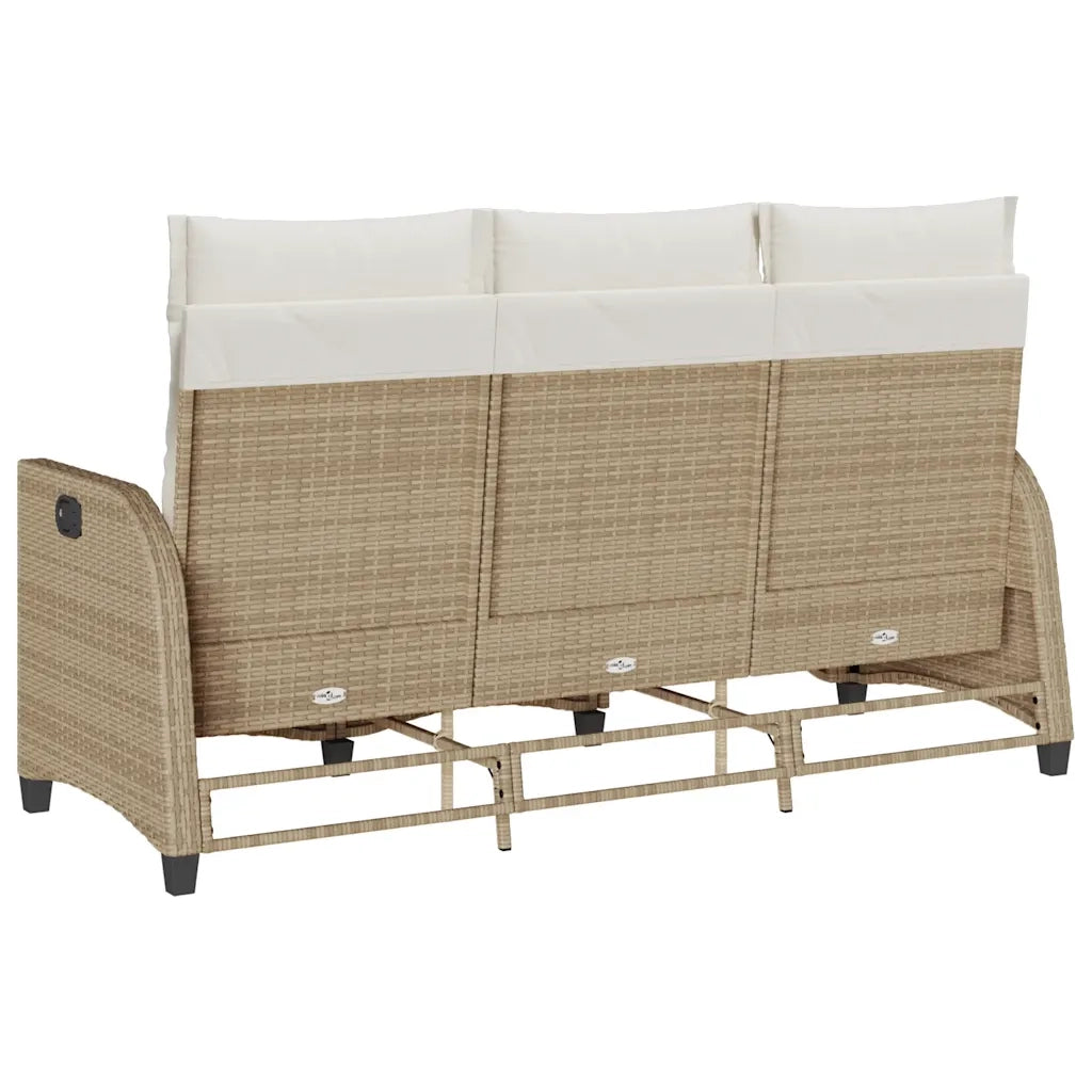 Divano da Giardino Reclinabile con Cuscini a L-Sofa da Giardino Beige Polyrattan 358954