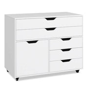 Carrello di servizio mobile con 5 cassetti 77,5 x 40 x 64 cm facile da organizzare stile moderno legno MDF bianco 20_0015245