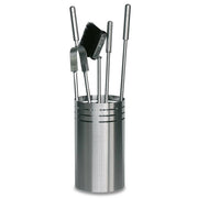 Porta attrezzi camino acciaio inox  4 accessori  h.62 d. 16 cm. Made in Italy