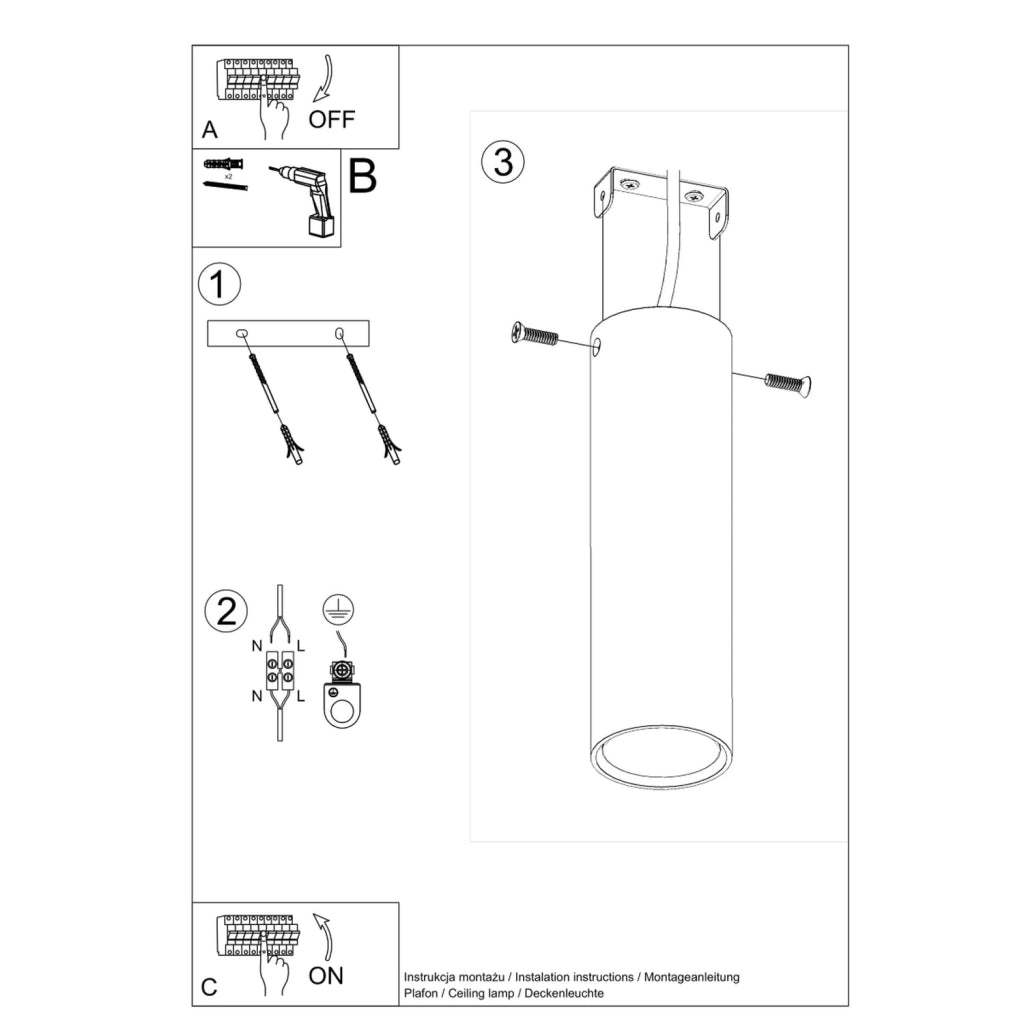 Spot da soffitto MODENO 20 nera GU10 1 luce Pure Lume