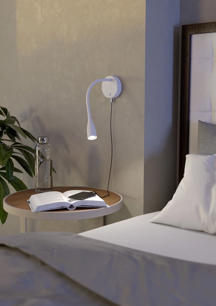 Applique Moderna Olivandino 1 Acciaio Bianco Plastica Led 3,8W 320Lm Ip20