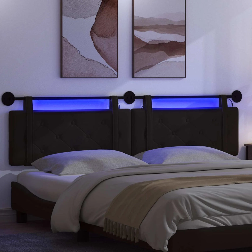 Testiera | Testata sospesa Con luce LED Nero Similpelle
