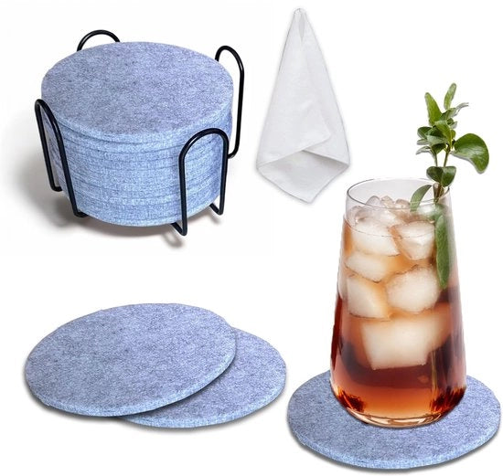 Set di sottopiani per bicchieri da 12, sottopiani per bicchieri in grigio per bevande, bar, tazze, sottopiani per tavolo per bevande con alloggiamento - unici regali di compleanno, regali di Madrelingua