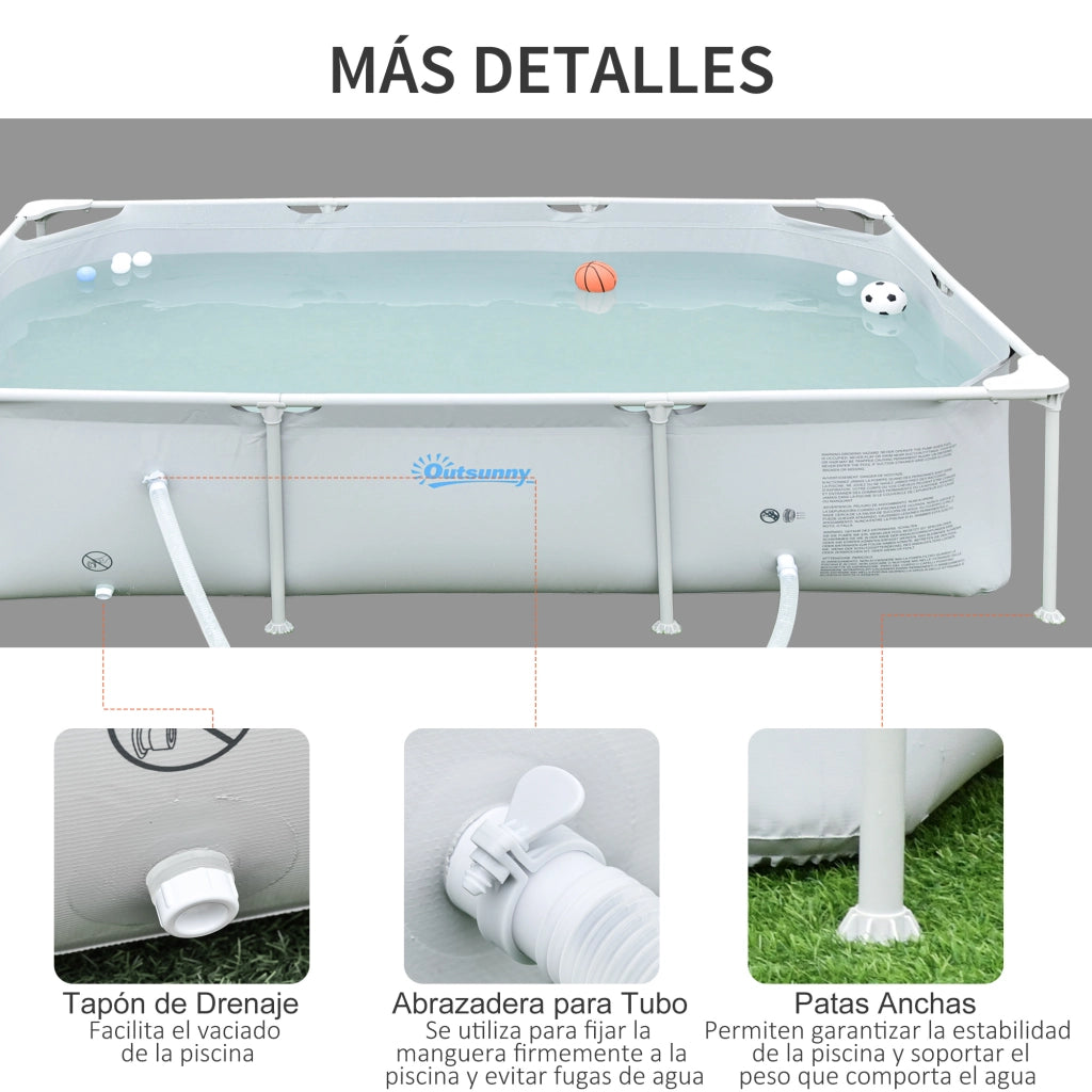 Piscina Desmontabile Tubulare 252x152x65 cm con Depuratore a Cartuccia 1200L/H ¨C Zephmum ¨C Grigio 2163L
