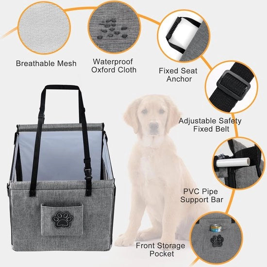 Porta cani per animali domestici, trasportino con cinghia per cani e gatti piccoli, medi e grandi, per sedile posteriore, sedile posteriore o sedile anteriore, cuscino impermeabile all'acqua, rete respirante