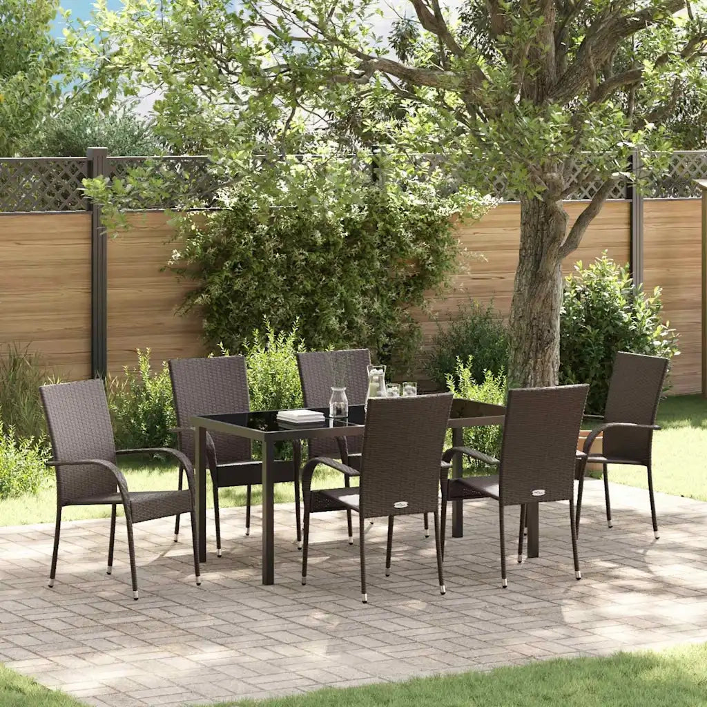 Set da Pranzo per Giardino 7 pcs Marrone 3379398