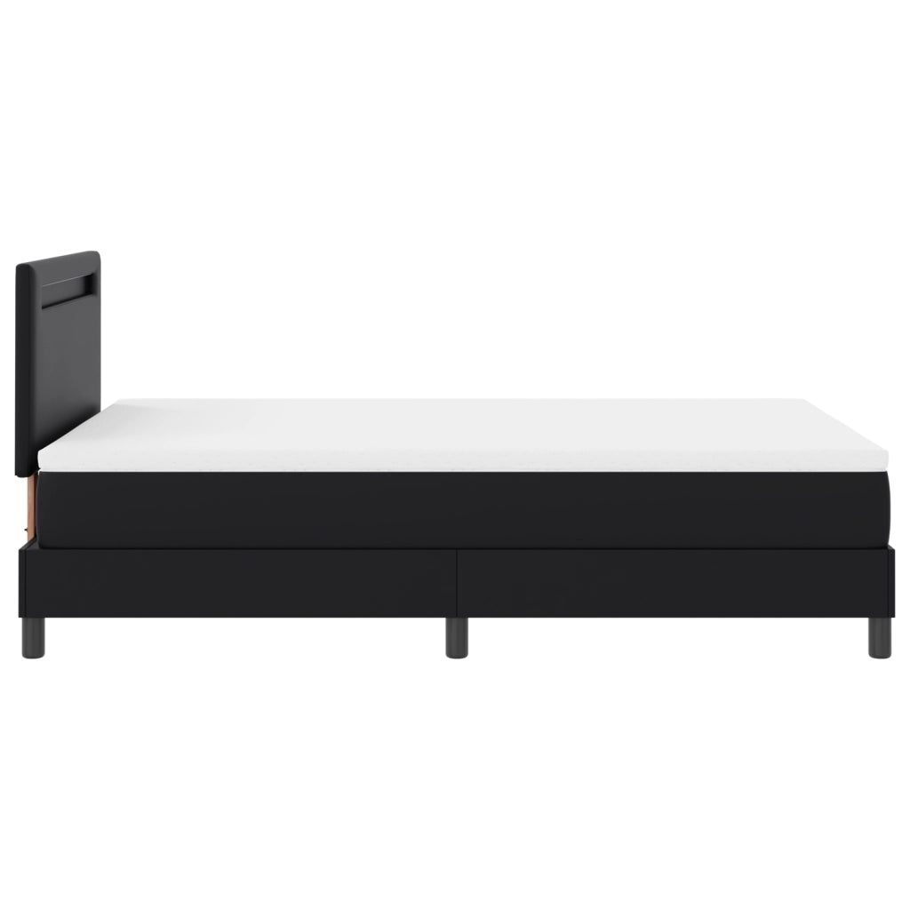 Letto a Molle  con Materasso Nero Matrimoniale Piccolo in Ecopelle