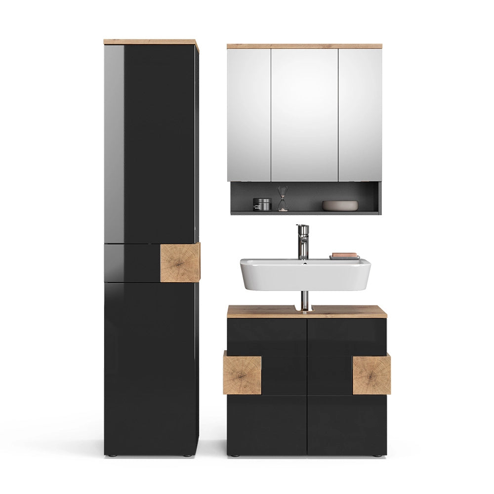 Vicco Set mobili bagno Antracite 3 parti, con colonna